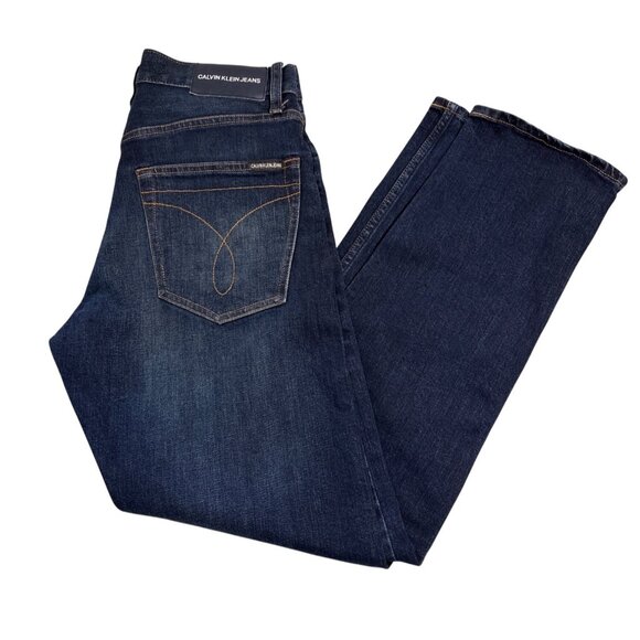Calvin Klein Mens Jeans Straight Leg 28x30 Dark Wash Denim Black Label Like New - Picture 1 of 10